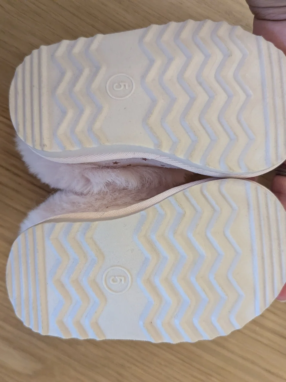 NWOT Pink Fuzzy Slippers, rubber Sole